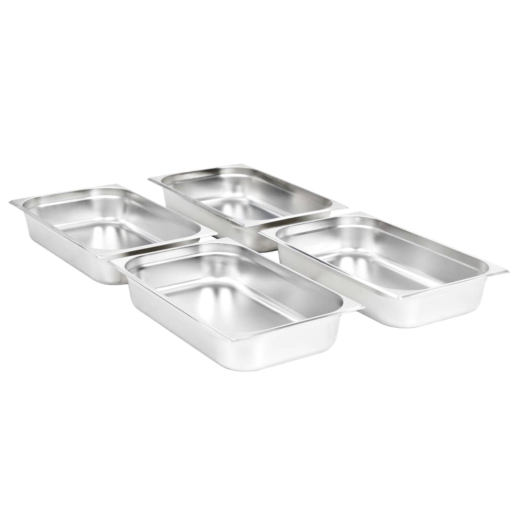 Recipientes gastronorm 4 pcs gn 1/1 100 mm aço inoxidável