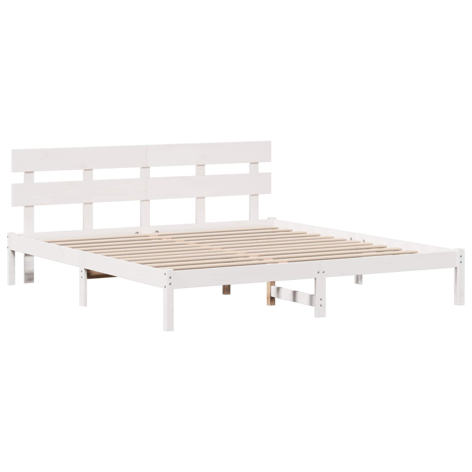 Estrutura da cama branco 200 x 200 cm madeira de pinho maciça