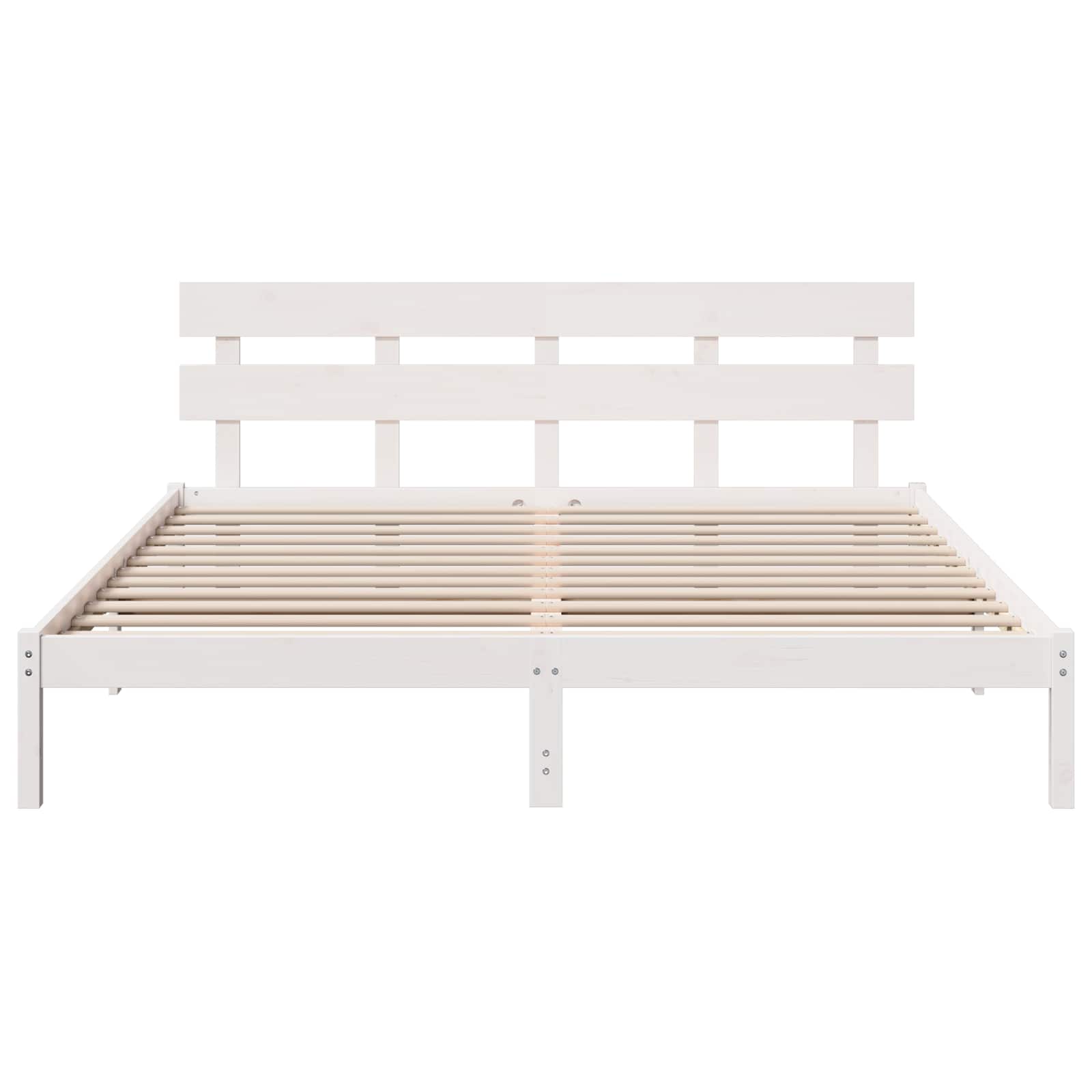 Estrutura da cama branco 200 x 200 cm madeira de pinho maciça