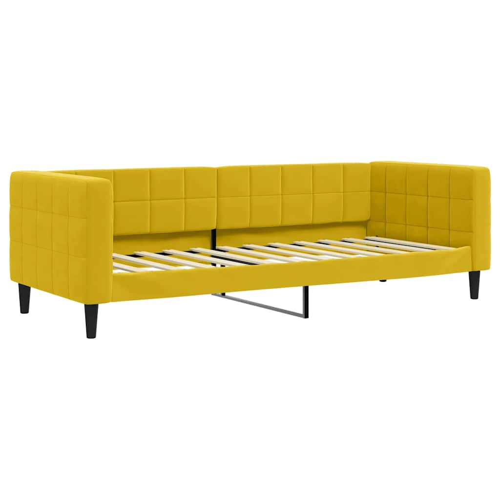 Sofá-cama com colchão 80x200 cm veludo amarelo