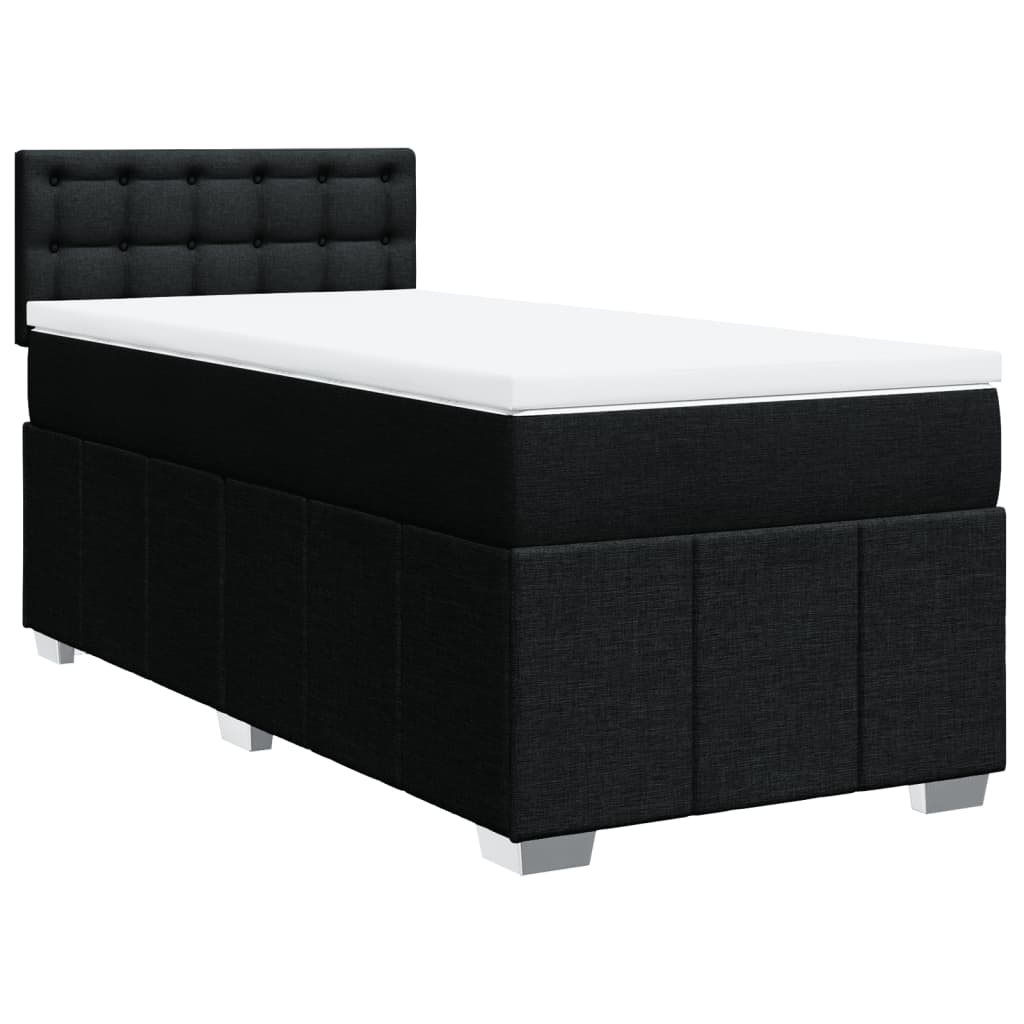 Cama com molas/colchão 90x190 cm tecido preto