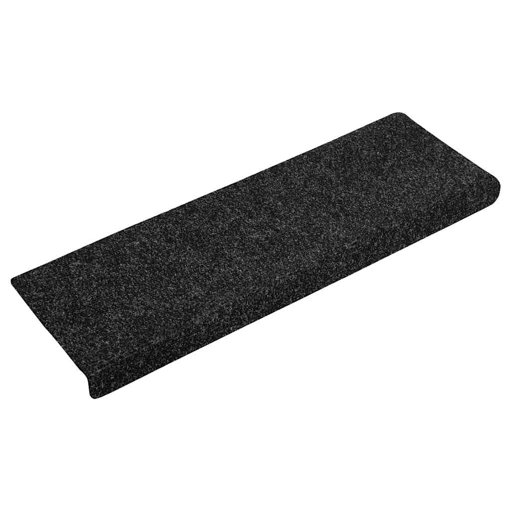 Tapetes de escada autoadesivos 30 peças 65x21x4 cm pretos com borda retangular