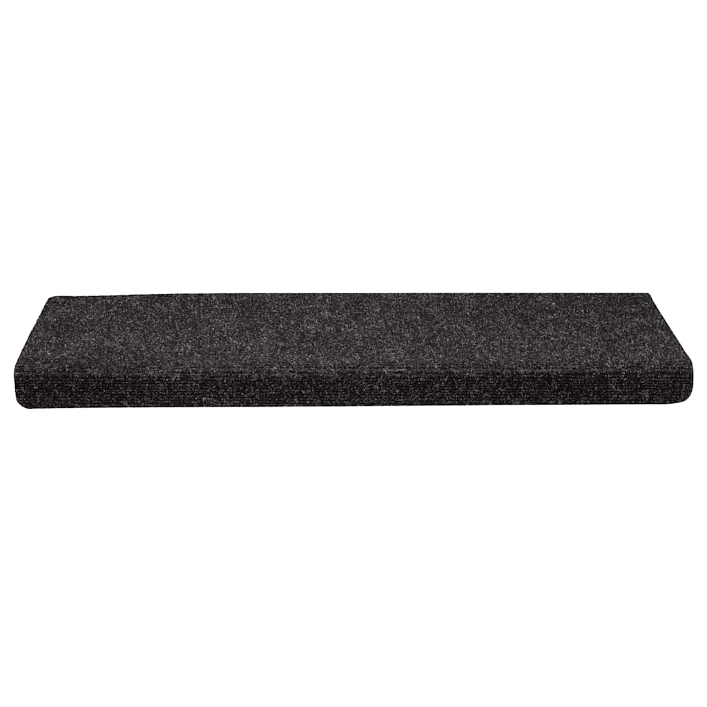 Tapetes de escada autoadesivos 30 peças 65x21x4 cm pretos com borda retangular