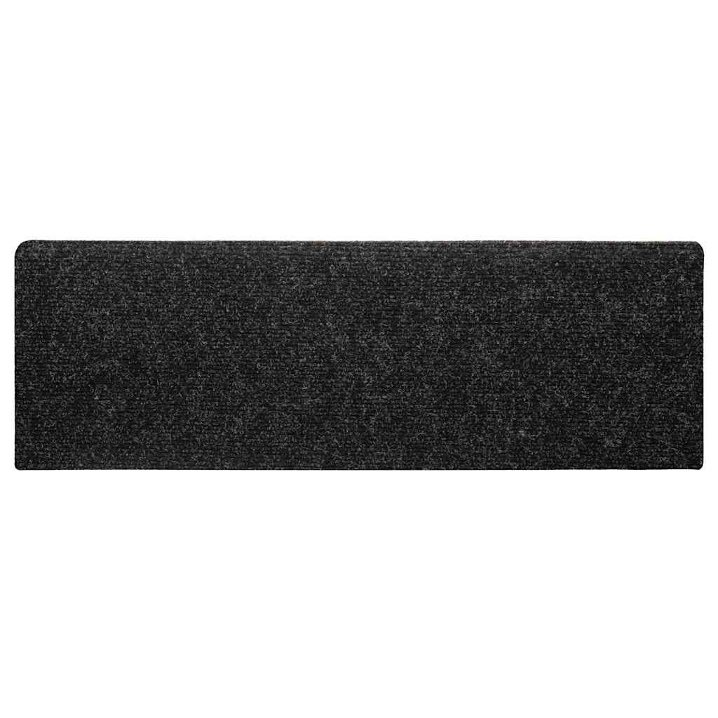 Tapetes de escada autoadesivos 30 peças 65x21x4 cm pretos com borda retangular