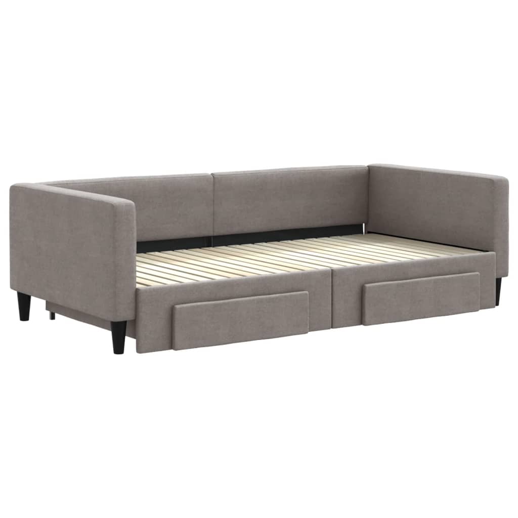 Sofá-cama c/ gavetão/gavetas 100x200cm tecido cinza-acastanhado