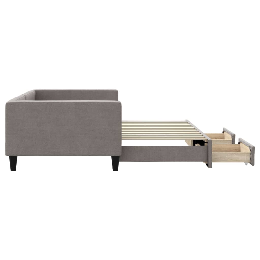 Sofá-cama c/ gavetão/gavetas 100x200cm tecido cinza-acastanhado