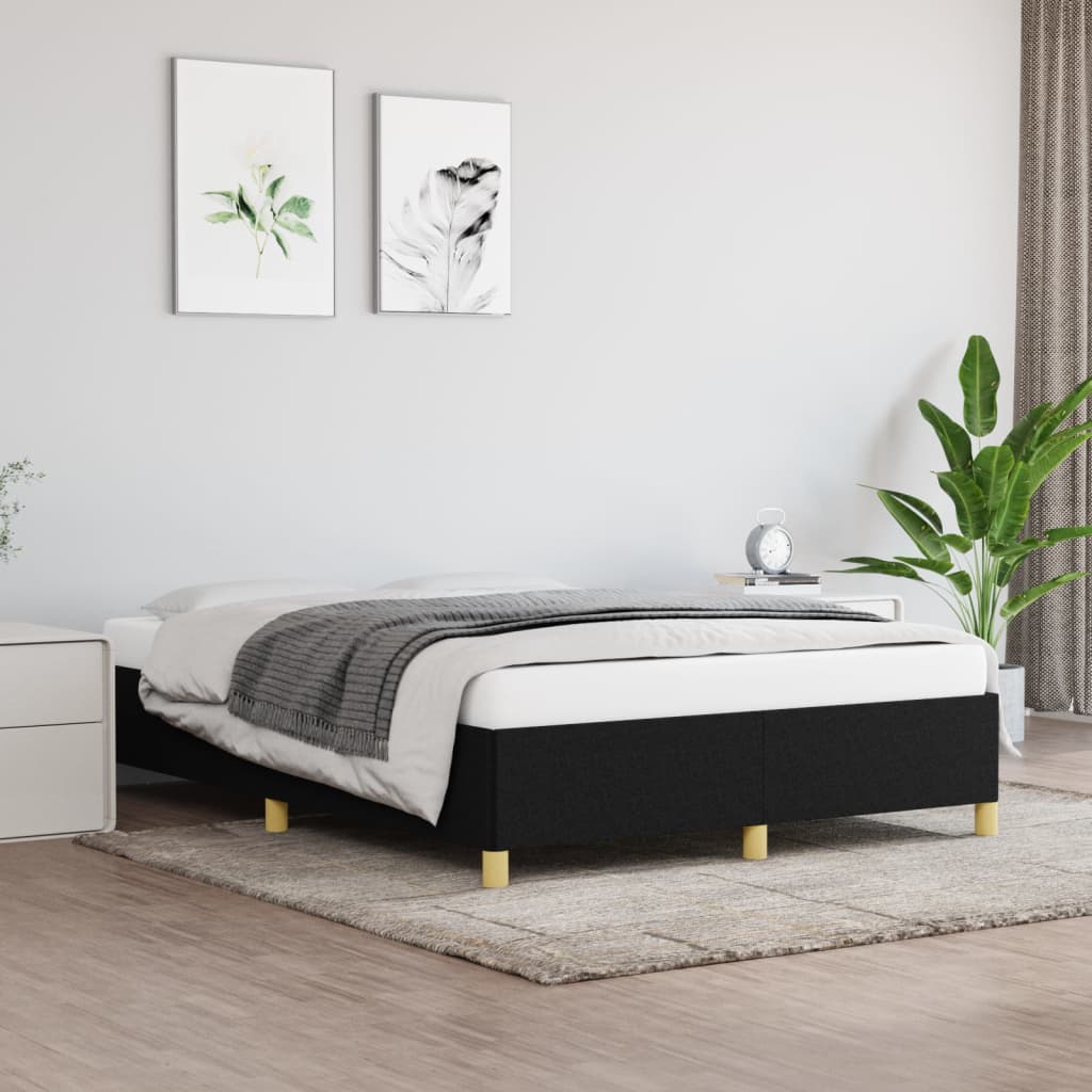 Estrutura de cama sem colchão 140x190 cm tecido preto