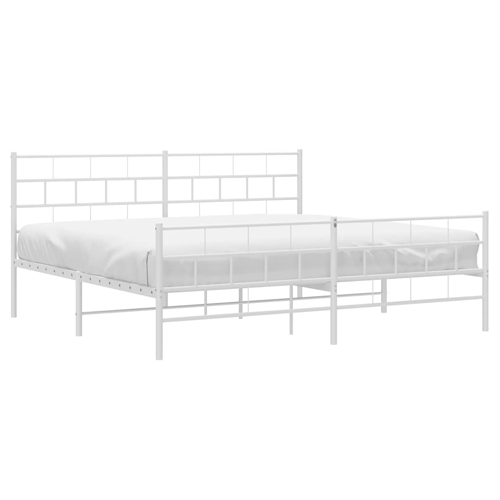 Estrutura de cama com cabeceira e pés 193x203 cm metal branco