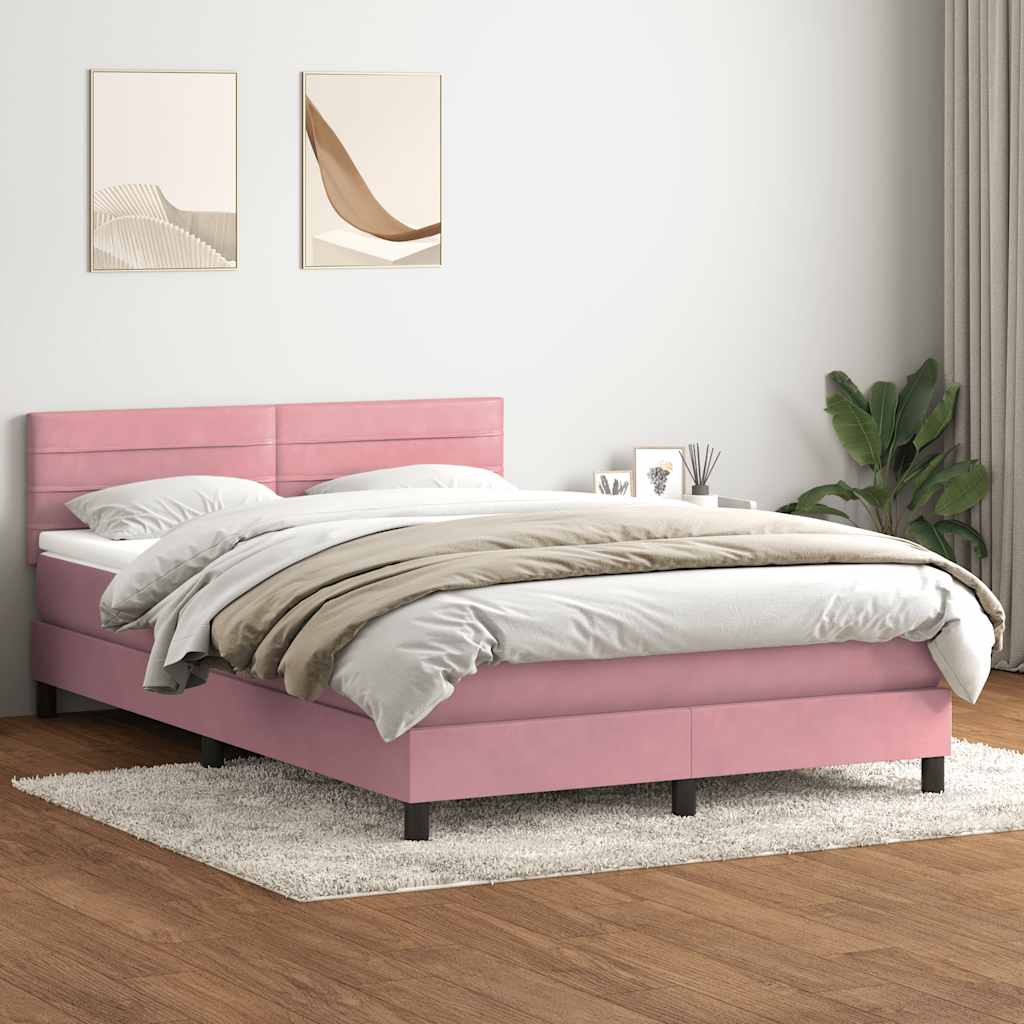 Cama com molas/colchão 140x220 cm veludo rosa