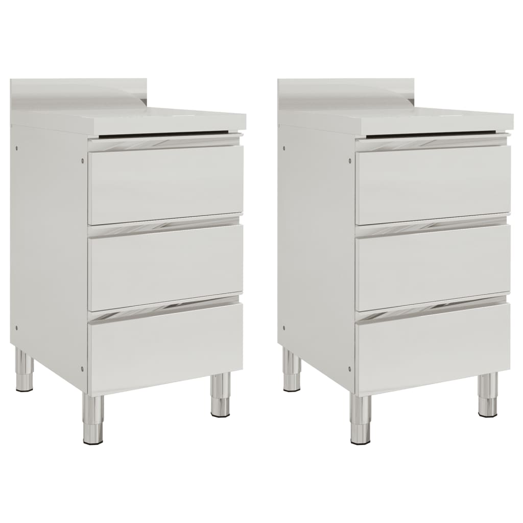 Armários de cozinha comerciais com 3 gavetas, 2 peças, 50x60x96 cm