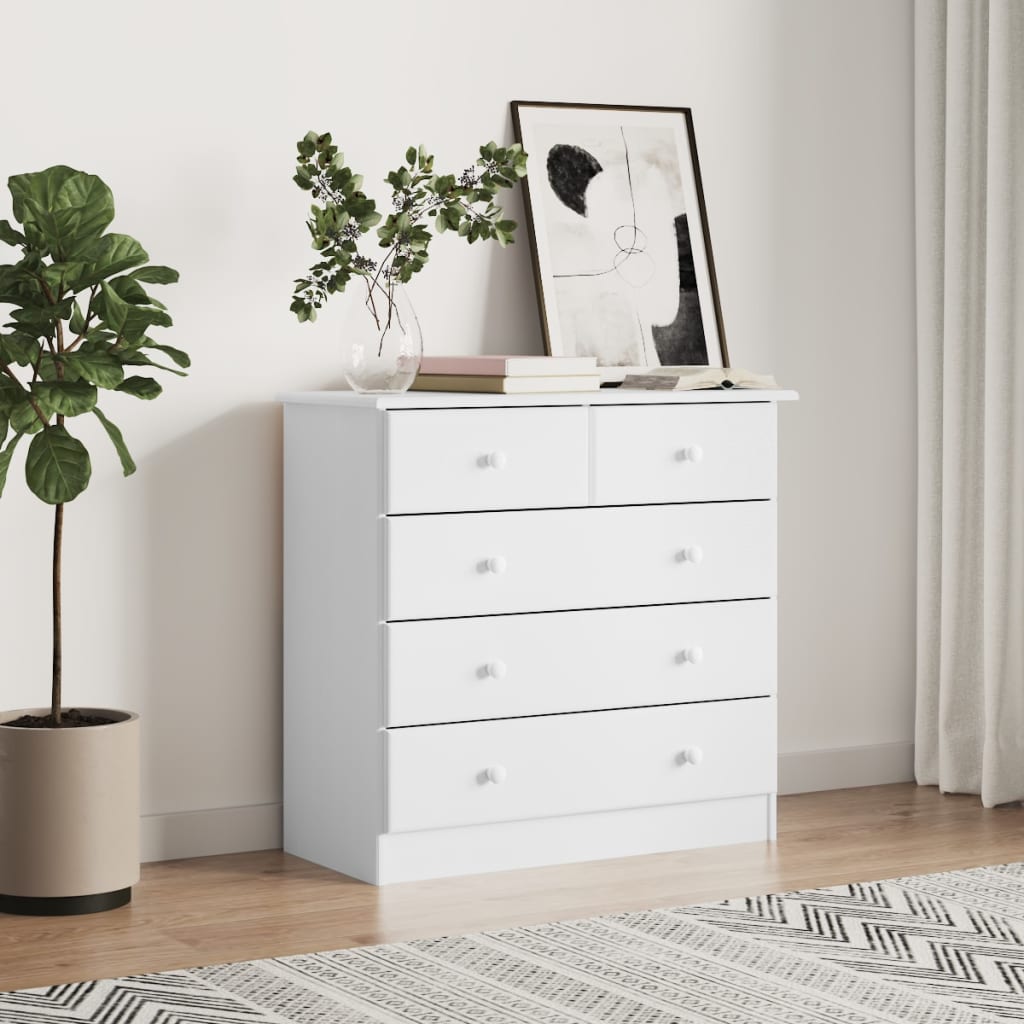 Cómoda alta 77x35x73 cm madeira de pinho maciça branco