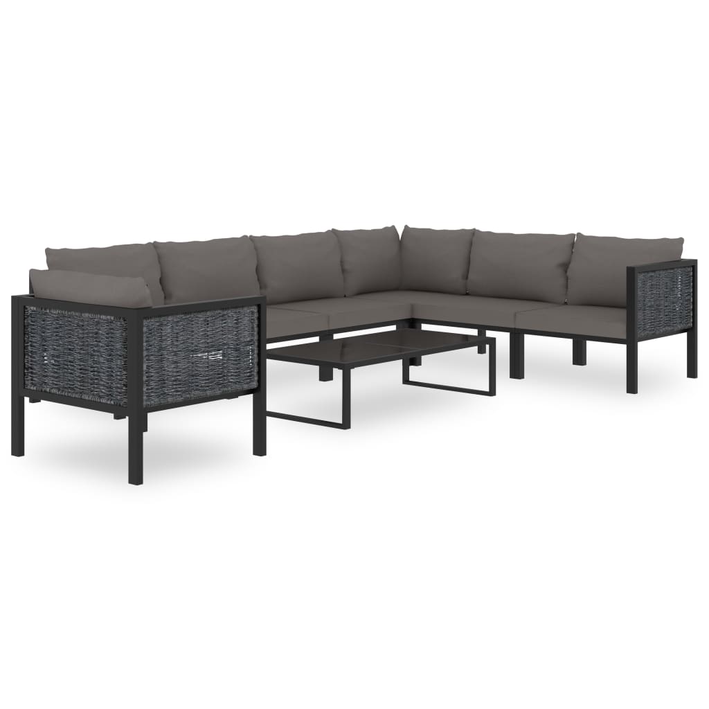 8 Pcs conjunto lounge de jardim c/ almofadões vime PE antracite