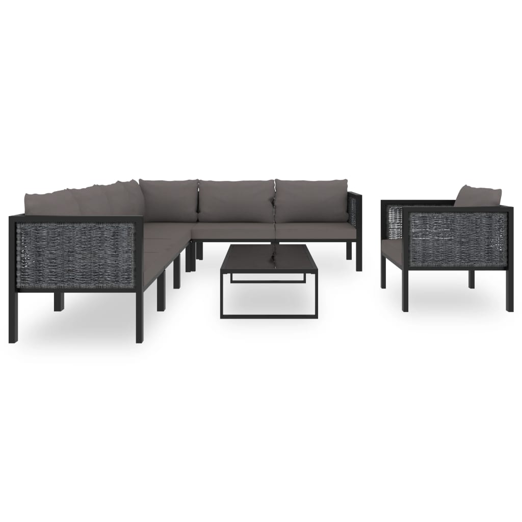 8 Pcs conjunto lounge de jardim c/ almofadões vime PE antracite
