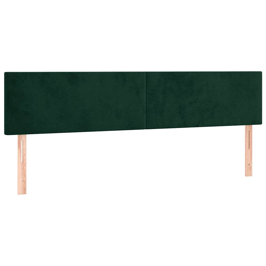 Cabeceira de cama c/luzes LED veludo 200x5x78/88cm verde-escuro