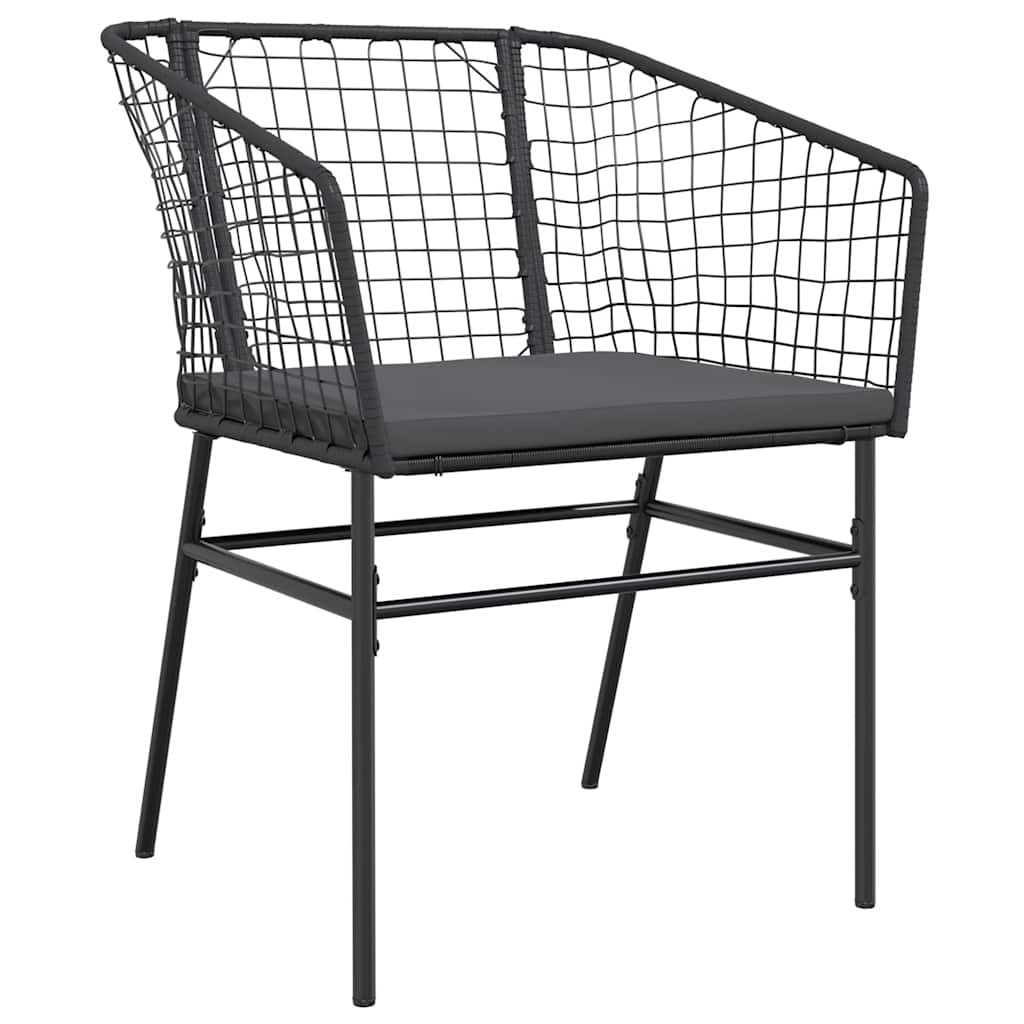 Conjunto de jantar jardim 9 peças almofadas vidro vime PE preto