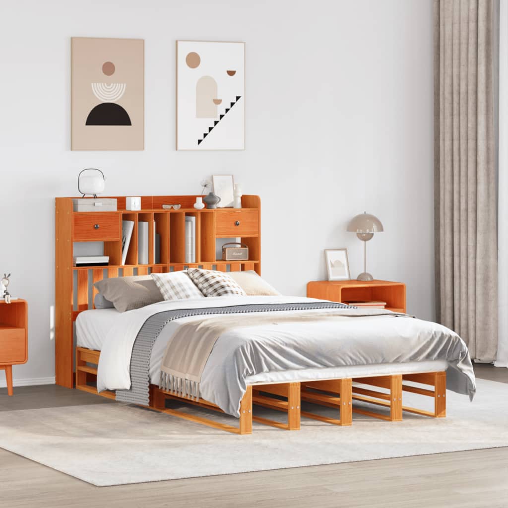 Cama com estante sem colchão 135x190 cm pinho maciço