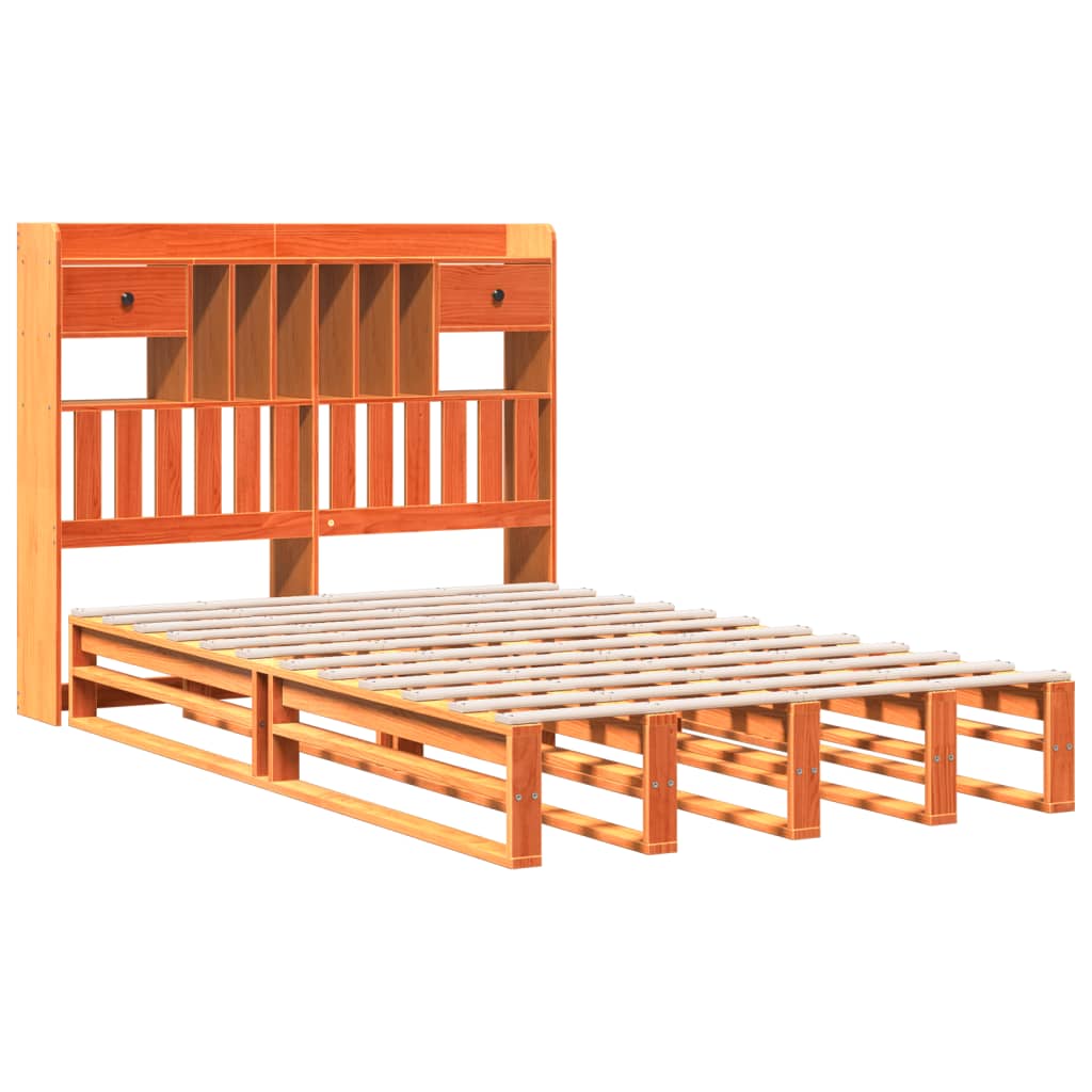 Cama com estante sem colchão 135x190 cm pinho maciço