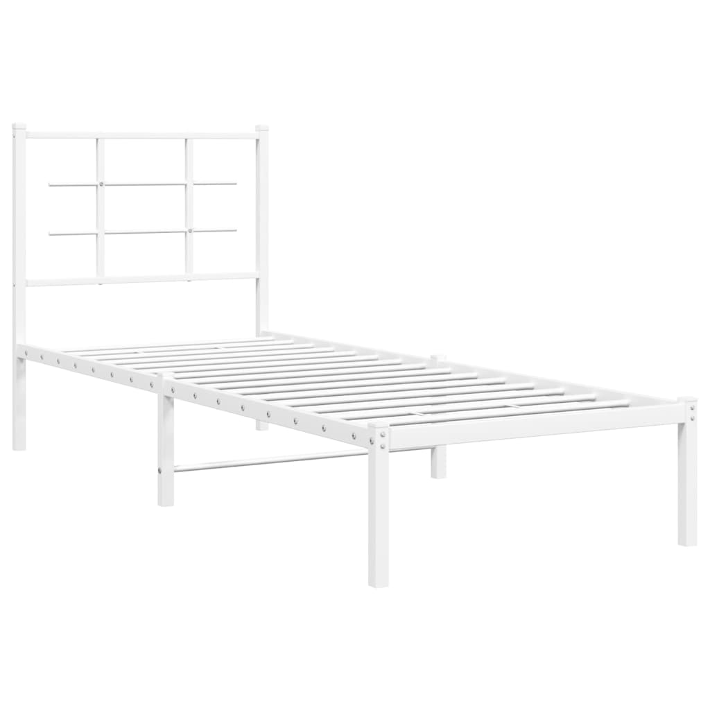 Estrutura de cama com cabeceira 80x200 cm metal branco