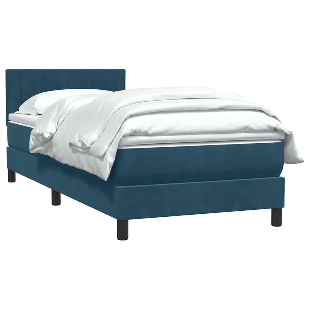 Cama com molas/colchão 80x220 cm veludo azul-escuro