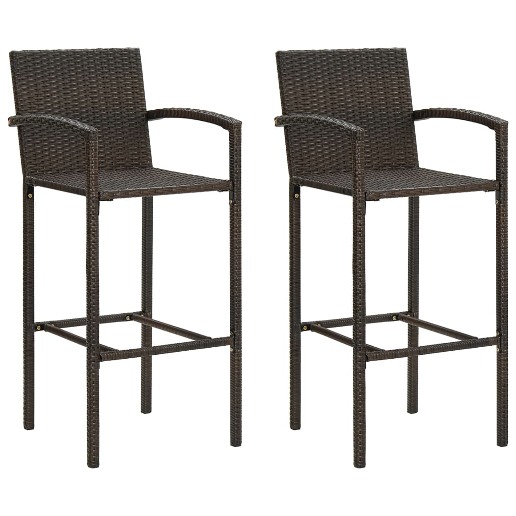 Bancos de bar 2 pcs vime PE castanho