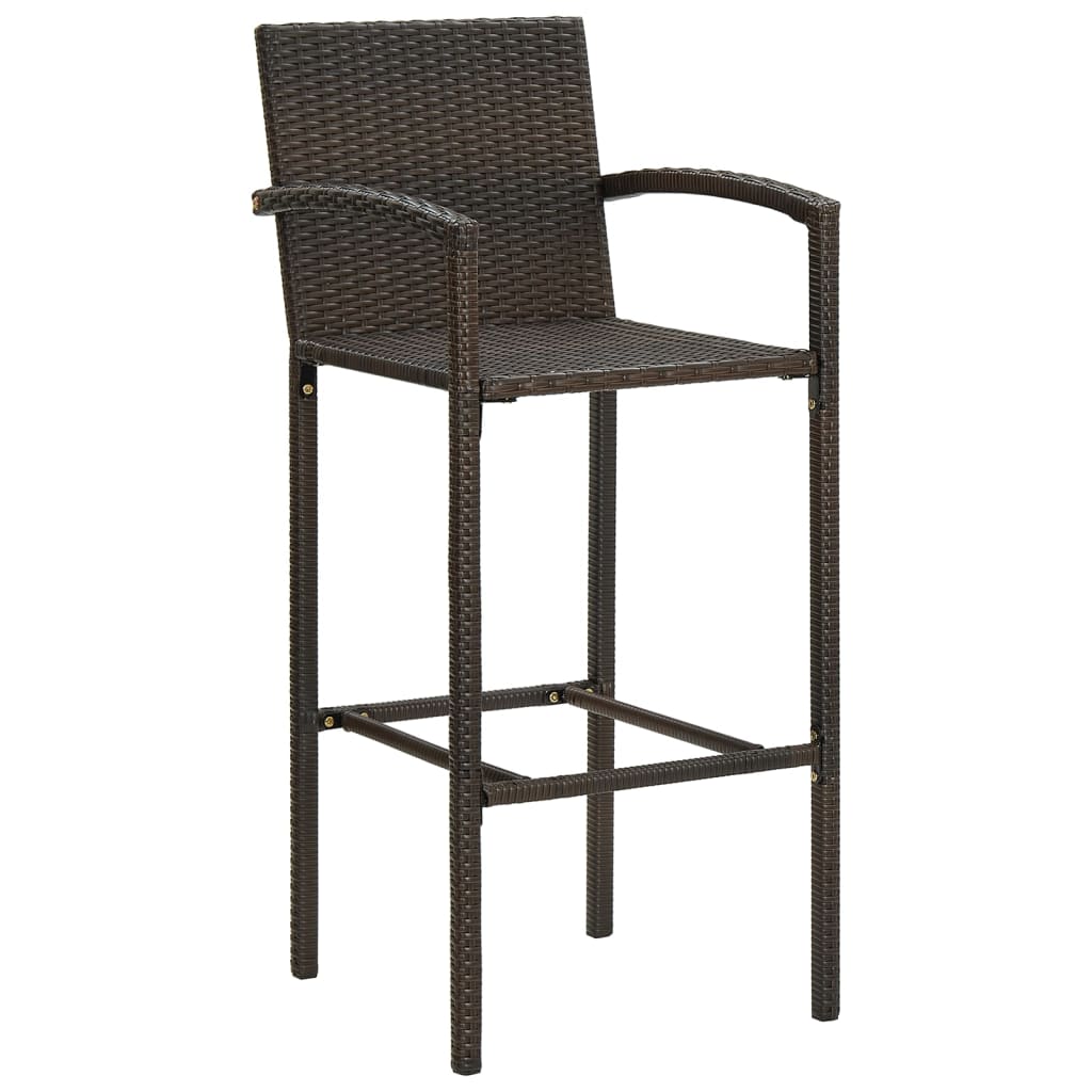 Bancos de bar 2 pcs vime PE castanho