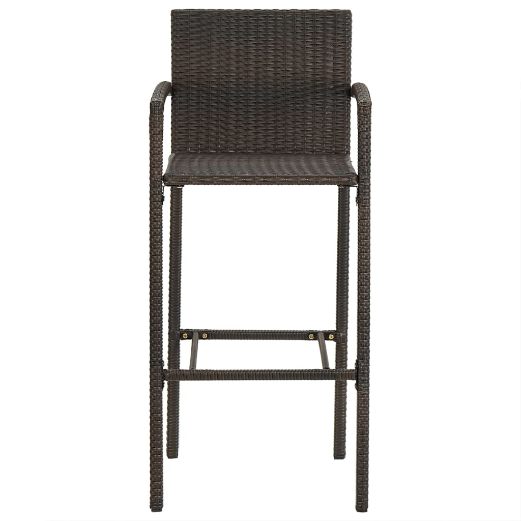 Bancos de bar 2 pcs vime PE castanho