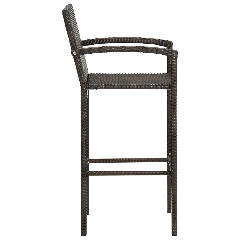 Bancos de bar 2 pcs vime PE castanho