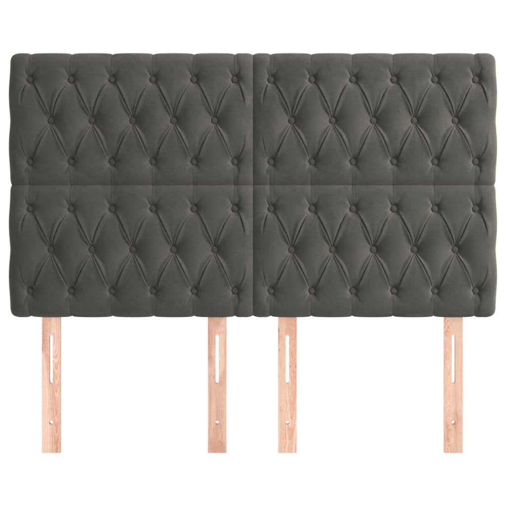 Cabeceira cinza escuro 144x7x118/128 cm veludo