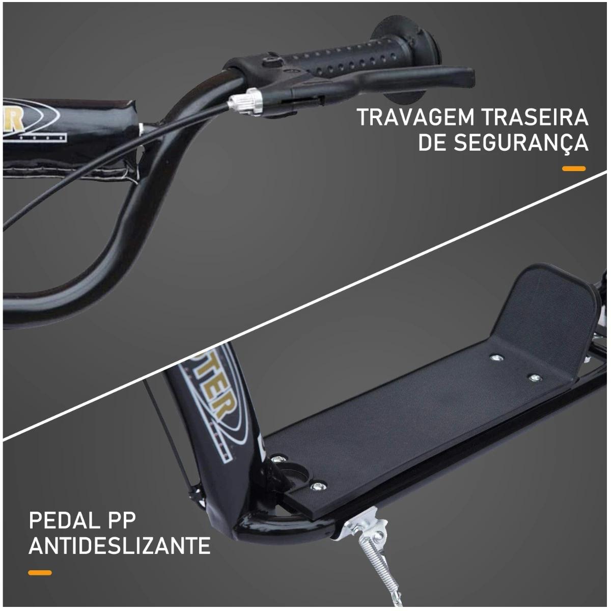 Trotinete para Crianças acima de 5 anos Scooter de 2 Rodas Grandes de 12 Polegadas com Freio e Guidão Ajustável em Altura Carga