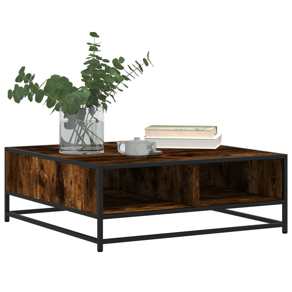 Mesa de centro 80x80x30 cm deriv. madeira/metal carvalho fumado