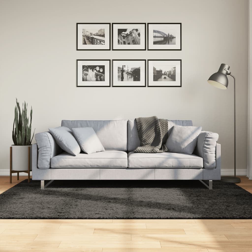 Tapete de pelo alto aspeto brilhante huarte 140x200cm antracite