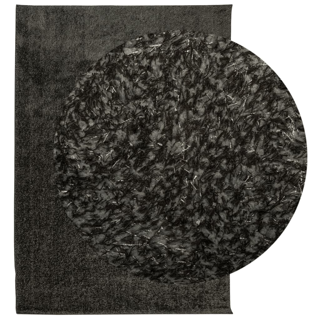 Tapete de pelo alto aspeto brilhante huarte 140x200cm antracite
