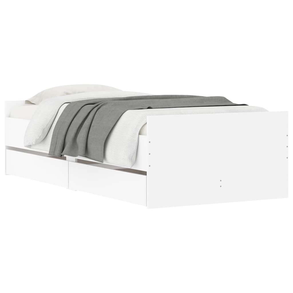 Estrutura de cama com gavetas 90x190 cm branco