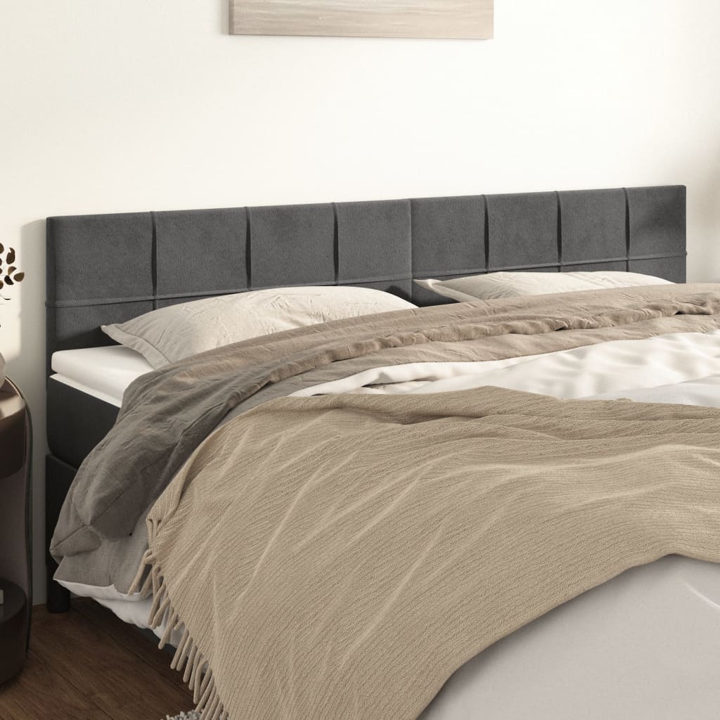 Cabeceiras cinzento-escuro 200x5x78/88 cm veludo