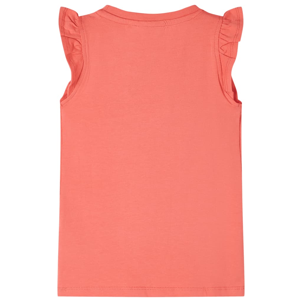 T-shirt para criança manga com folhos cor coral 116
