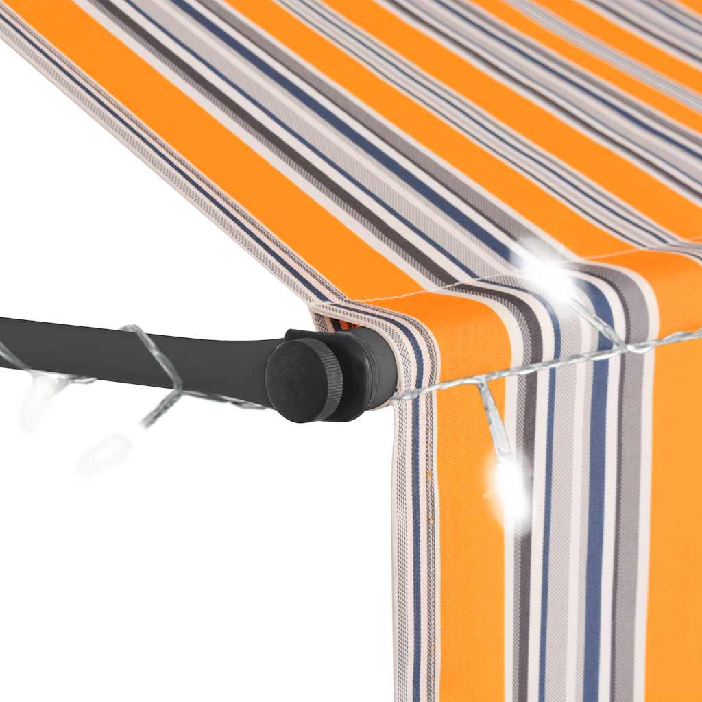 Toldo retrátil manual com LED 300 cm amarelo e azul