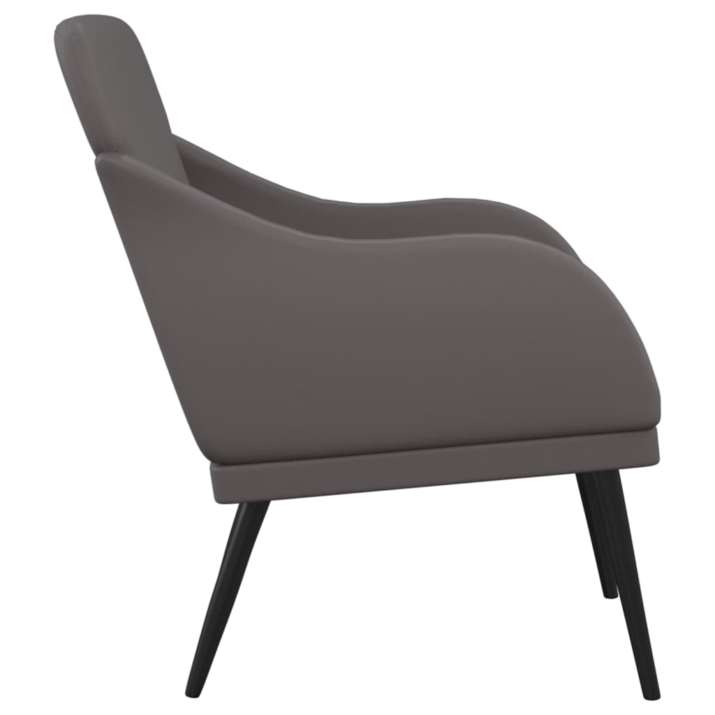 Cadeira c/ apoio de braços 63x76x80cm couro artificial cinzento