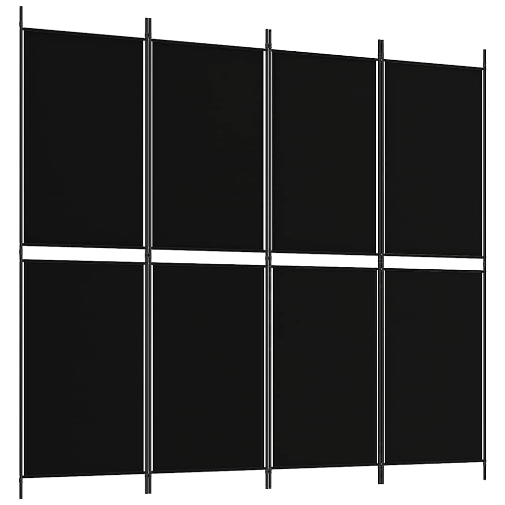 Biombo/divisória com 4 painéis 200x180 cm tecido preto