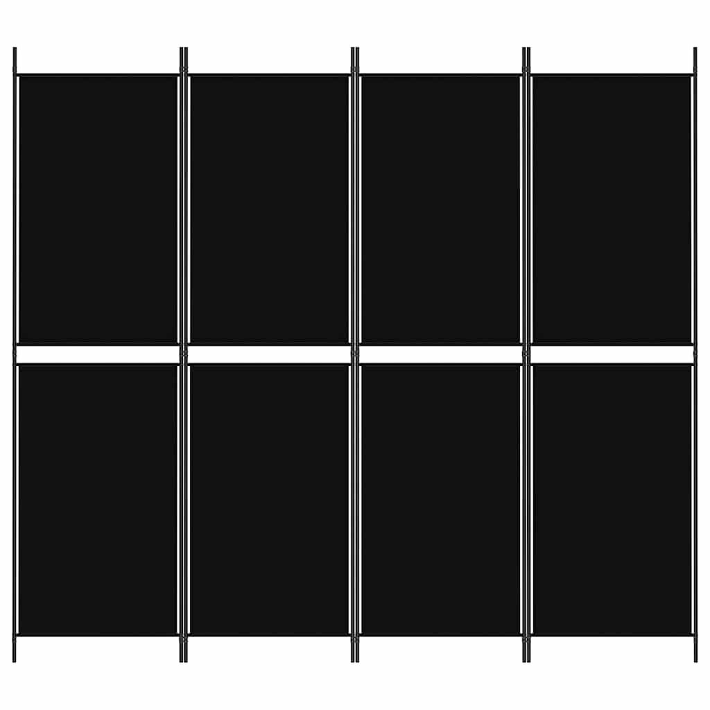 Biombo/divisória com 4 painéis 200x180 cm tecido preto