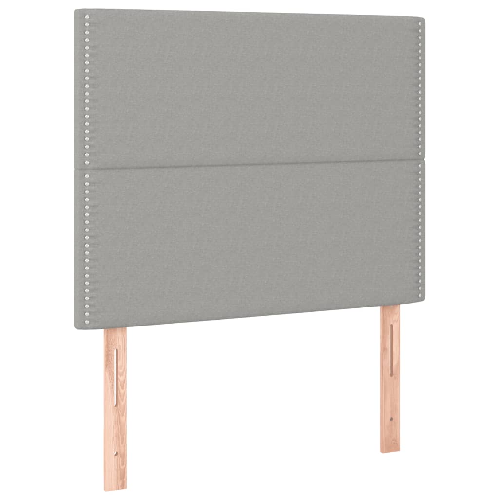Cabeceira cama c/ luzes LED tecido 90x5x118/128cm cinza-claro