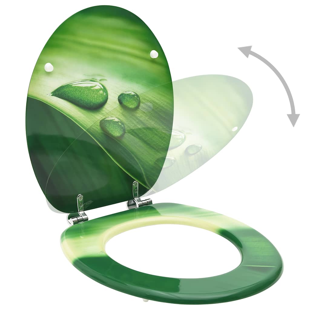 Assentos sanita com tampas 2 pcs MDF design gotas água verde