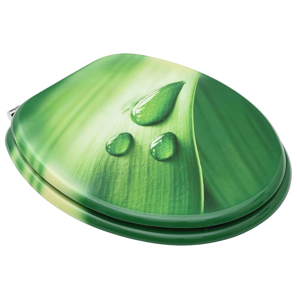 Assentos sanita com tampas 2 pcs MDF design gotas água verde