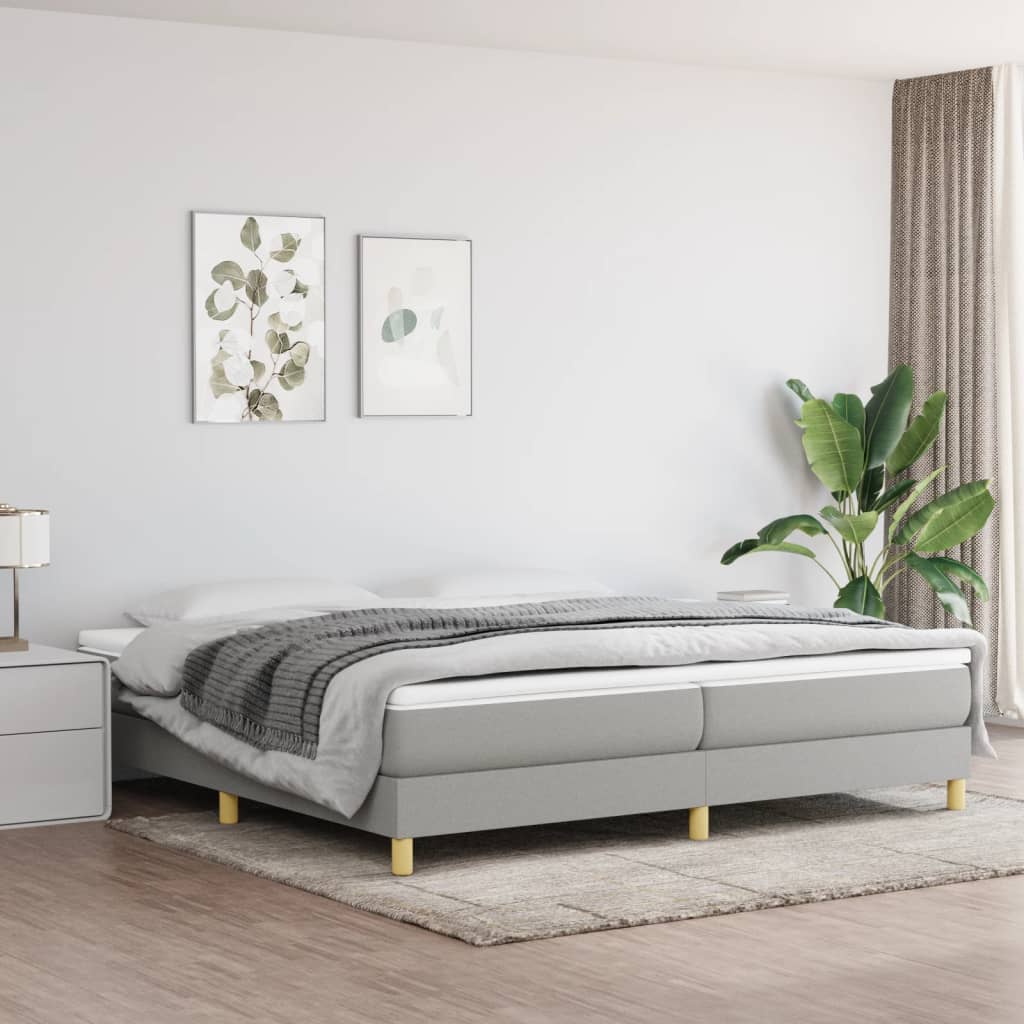 Cama com molas/colchão 200x200 cm tecido cinza-claro