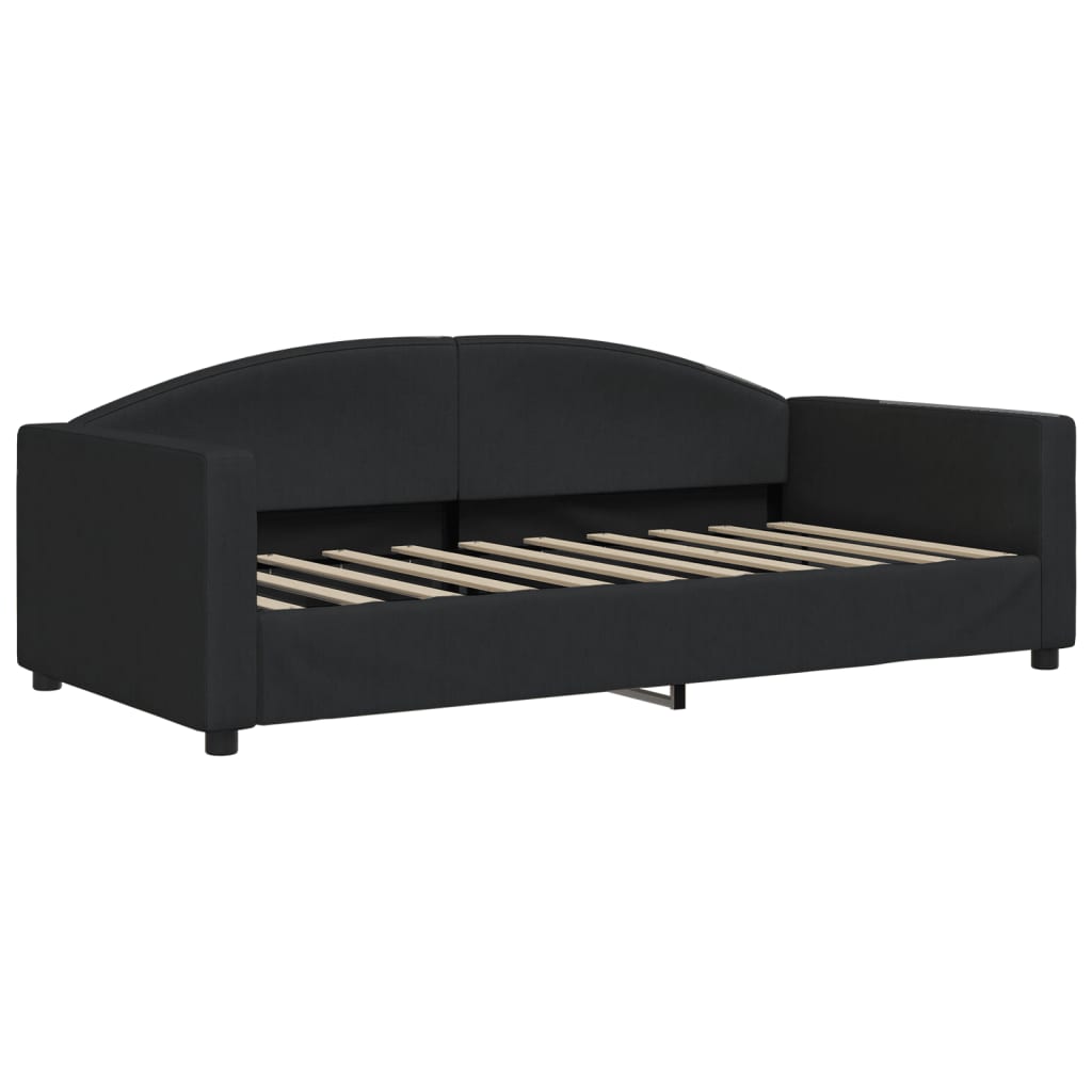 Sofá-cama com gavetão e colchões 90x190 cm tecido preto