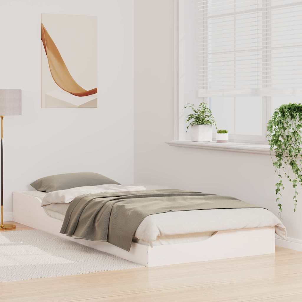 Estrutura da cama branco 80 x 220 cm madeira de pinheiro sólida