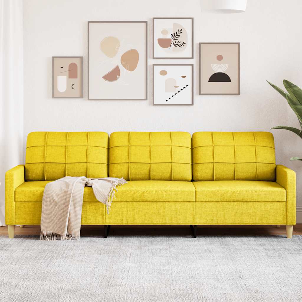 Sofá de 3 lugares 210 cm tecido amarelo-claro
