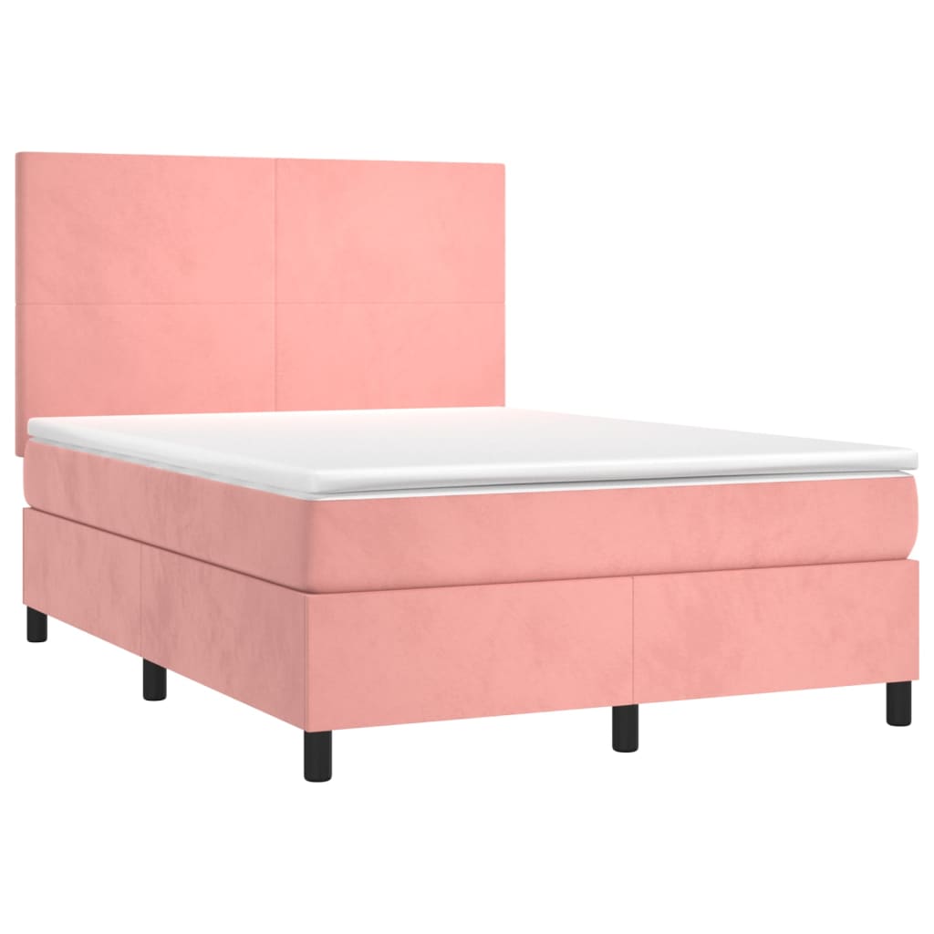 Cama com molas/colchão 140x200 cm veludo rosa