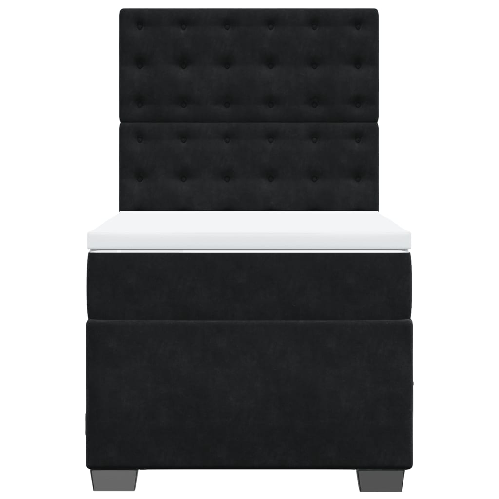 Cama com molas/colchão 80x200 cm veludo preto
