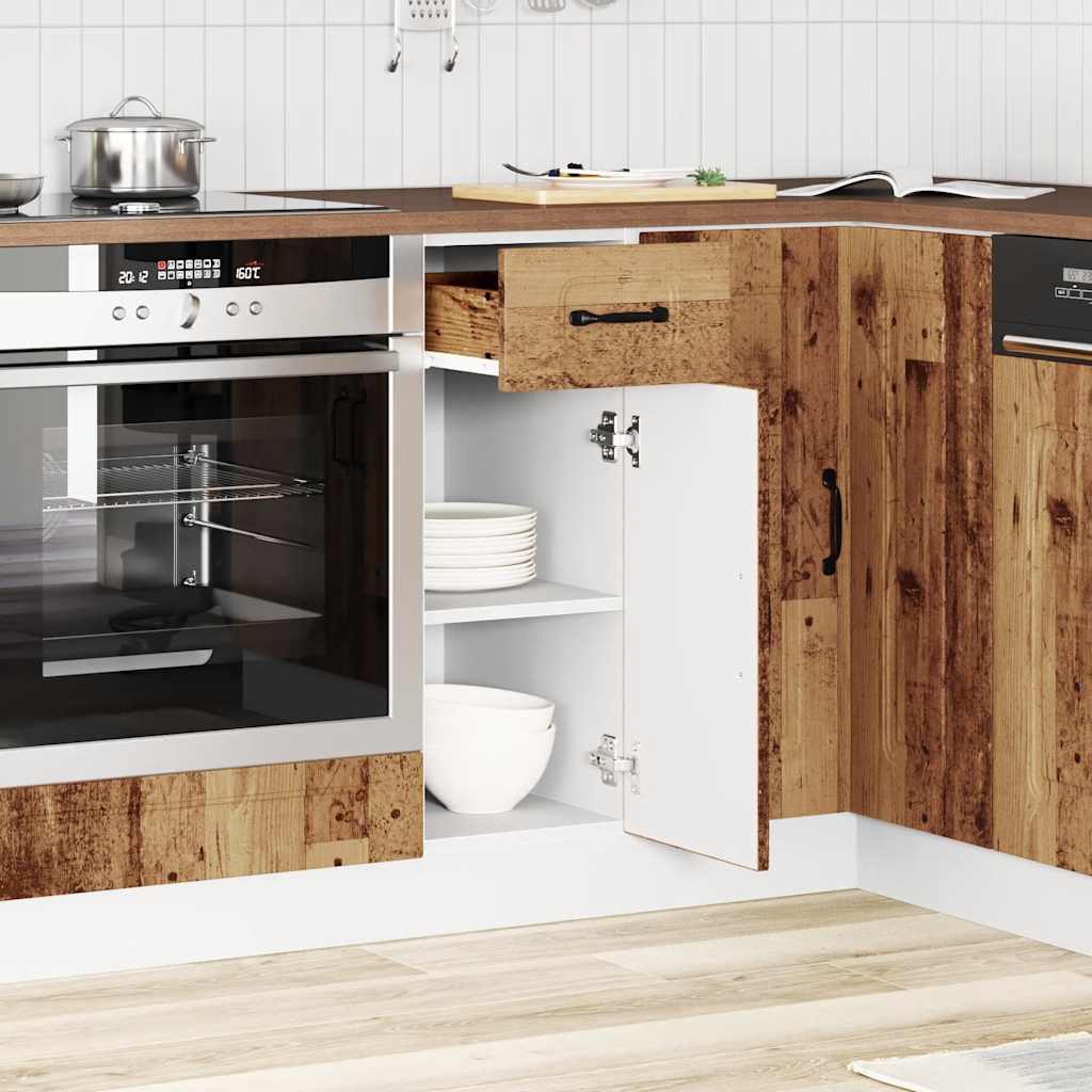 Armário cozinha baixo kalmar madeira artificial madeira velha