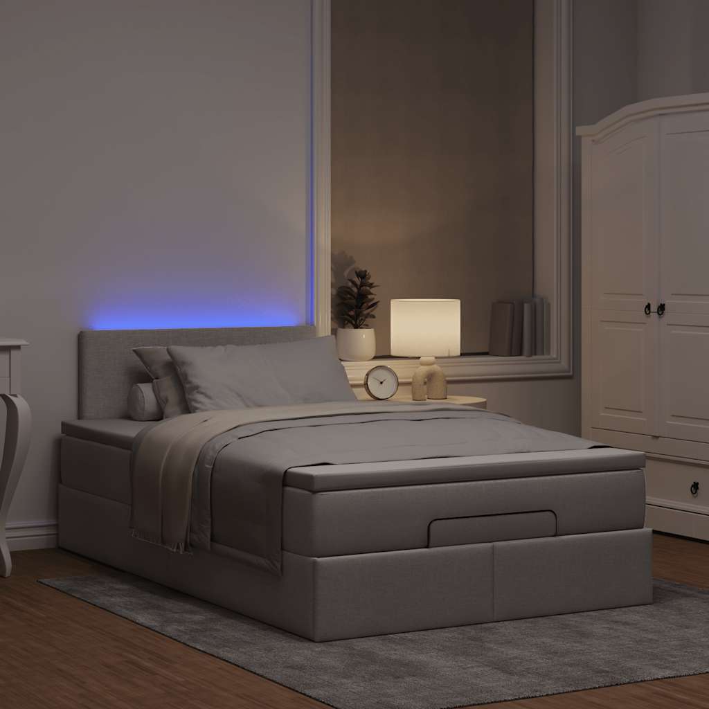 Moldura de cama otomana com tecido cinza 120x200cm